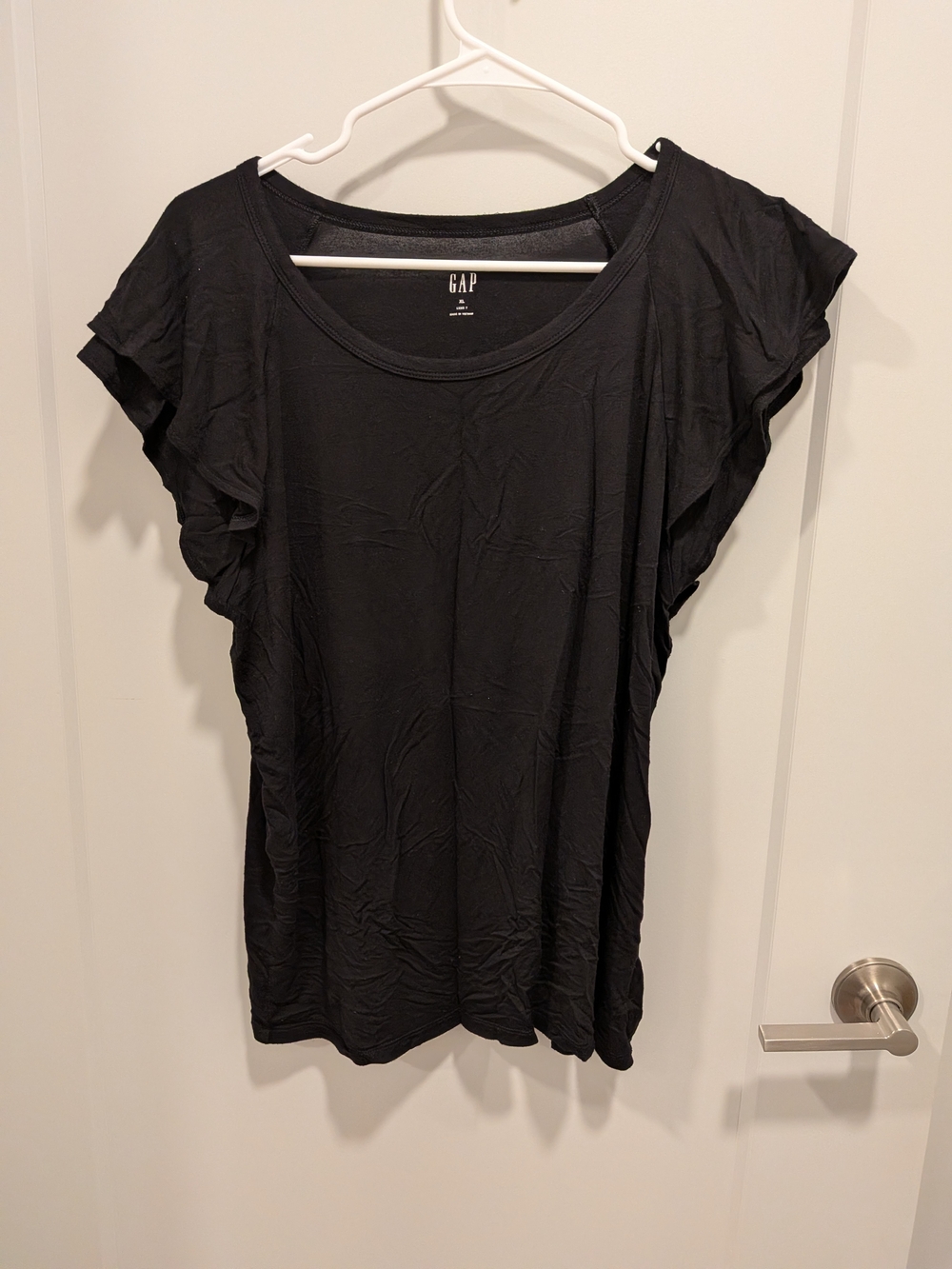 GAP Black Short Sleeve Ruffle Tee